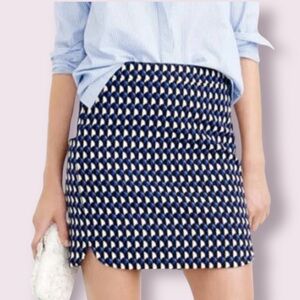 J Crew Blue/Black Geometric Print Mini Skirt Size 4